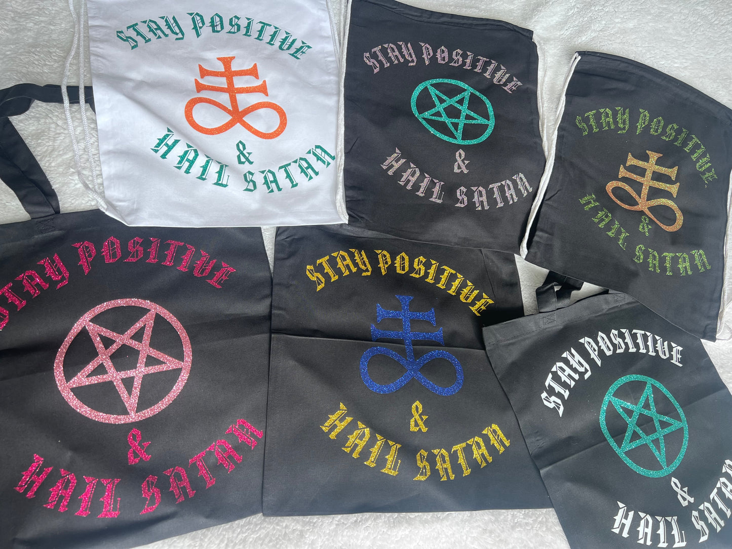 Stay positive and hail satan bags